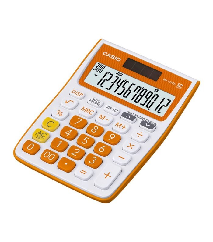 Casio MJ-12VCb-RG 300 Steps Check & Correct Colourful Desktop Calculator (Orange)