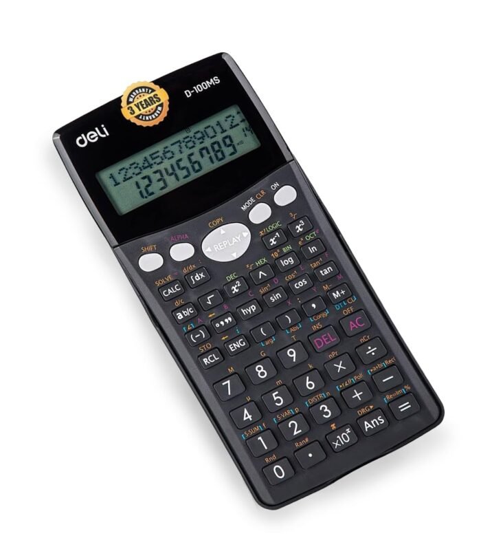 Deli WD-100MS Scientific Calculator with 300 Fractional and Arithmetical Function | 2 Line LED Display | 3 Years Warranty - (Black)