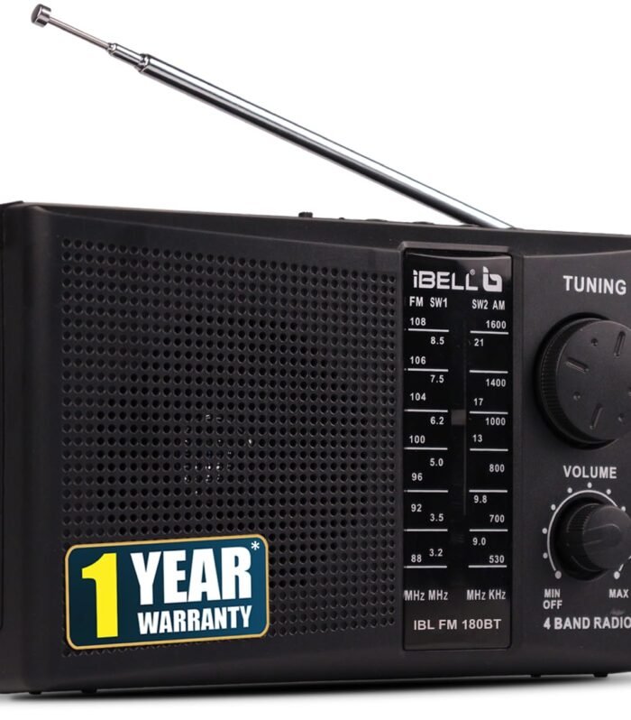 IBL FM180BT Portable 4 Band FM Radio with Bluetooth Speaker, USB/SD Slot, MP3 Player & Dynamic Speaker (Black)