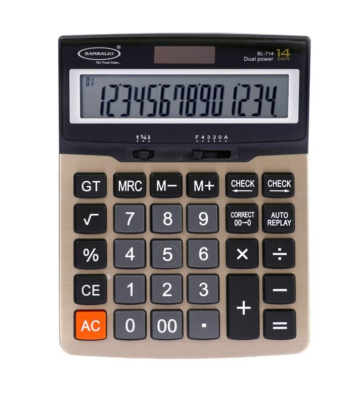 Bambalio 14 Digits BL-714 Large Display with Metallic Panel & 3 Years Warranty Electronic Calculator