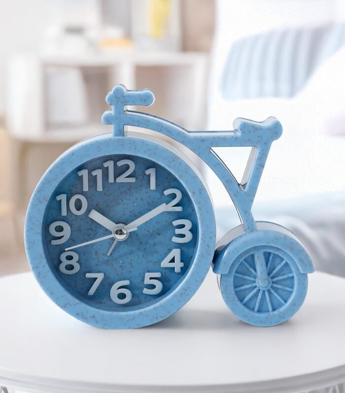 The Better Home Analog Alarm Clock (13.5cm) | Loud Clock for Heavy Sleepers | Mini Clock for Kids | Cycle Shaped Table Clock for Study Table and Bedroom - Blue, Plastic