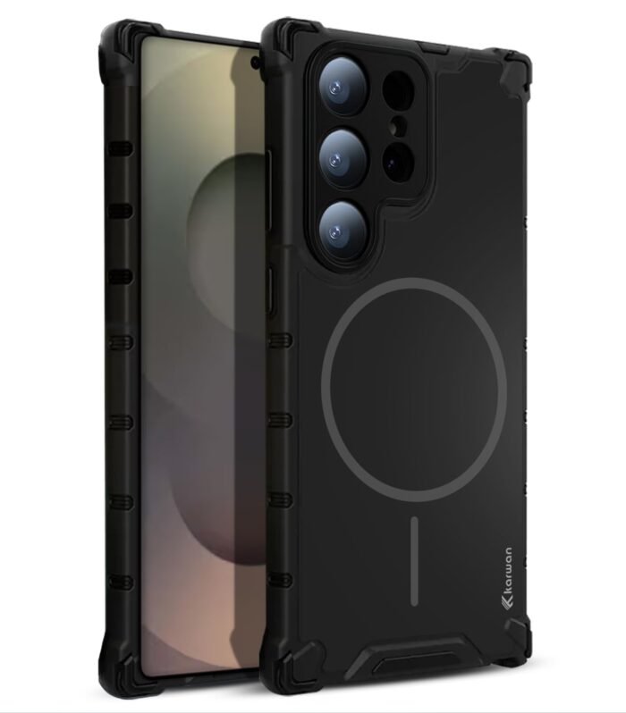KARWAN®? Rugged Magnetic Slim Back Case Cover for Samsung Galaxy S25 Ultra (6.9-Inch-) Heavy Duty |Dual-Layer Armor Protection| Shockproof Edge Guard Mobile Phone Back Cover [Matte Back] [Black]