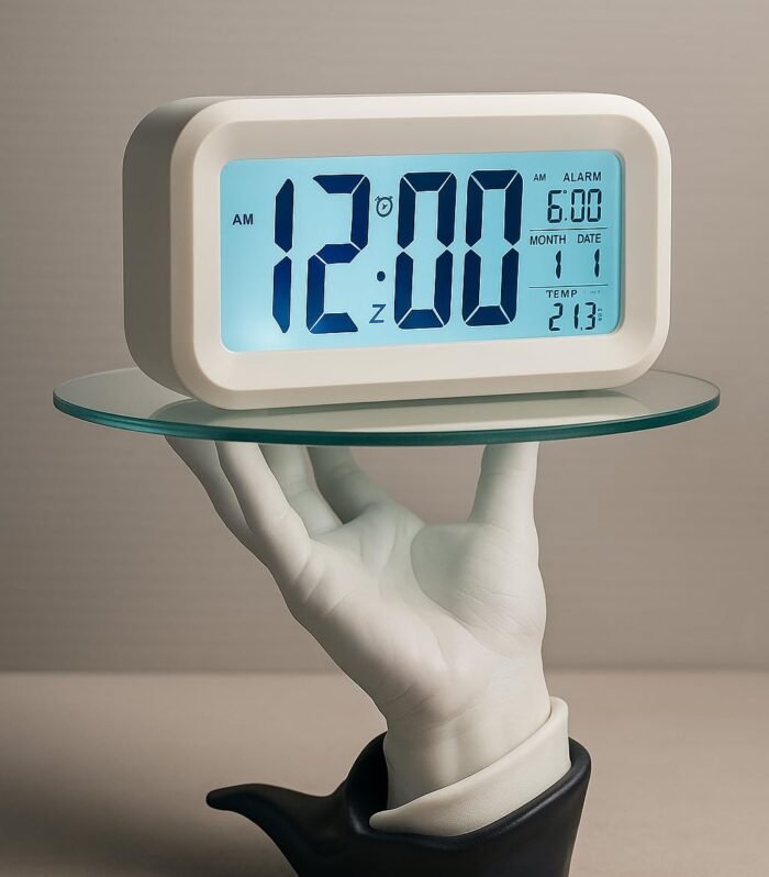 Nac Global Digital Alarm Clock with Large LED Display, Snooze & Night Light, Temperature Display, Calendar, Table Clock for Home & Office