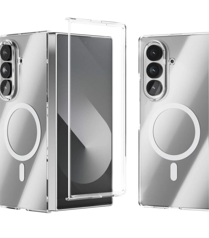 T TECLUSIVE Super Strong Magnetic Clear Case Compatible with Magsafe Galaxy Z Fold 6 | Slim Hard Shell Transparent Cover with Ring | Lifetime Anti Yellow Case No Front Glass (Samsung Galaxy Z Fold 6)