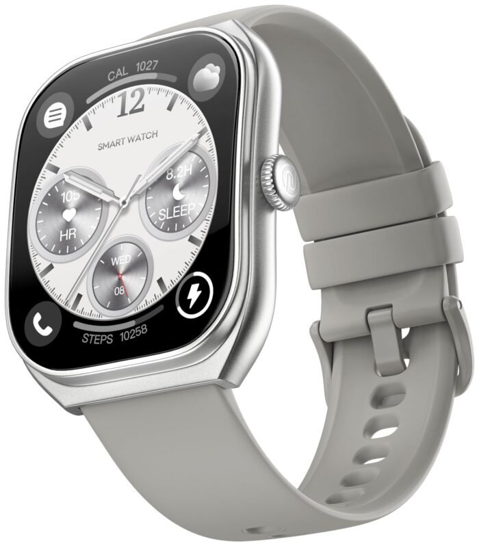 Noise Icon Arc 2.01" Immersive Curved Display Smartwatch, 10-Day Battery, 1ATM Water Resistant, Functional Crown, 100+ Sports Modes, Health Suite™, Voice Assistant, Built-in Games (Silver Grey)