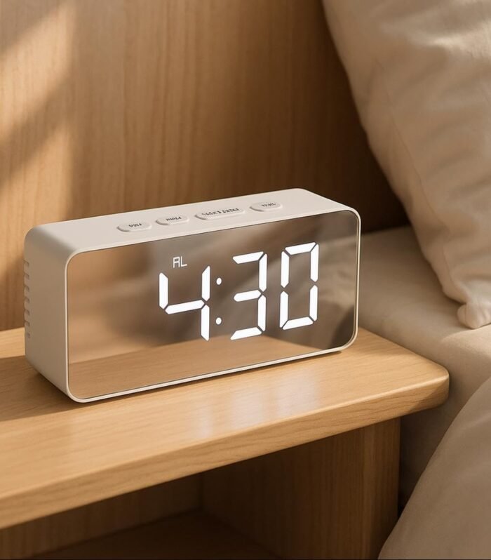 Vaanar Sena Smart LED Digital Alarm Clock with Loud Alarm,Temperature & Date Display | USB Powered Table Alarm Clock for Bedroom & Office, USB Cable for Continuous Display