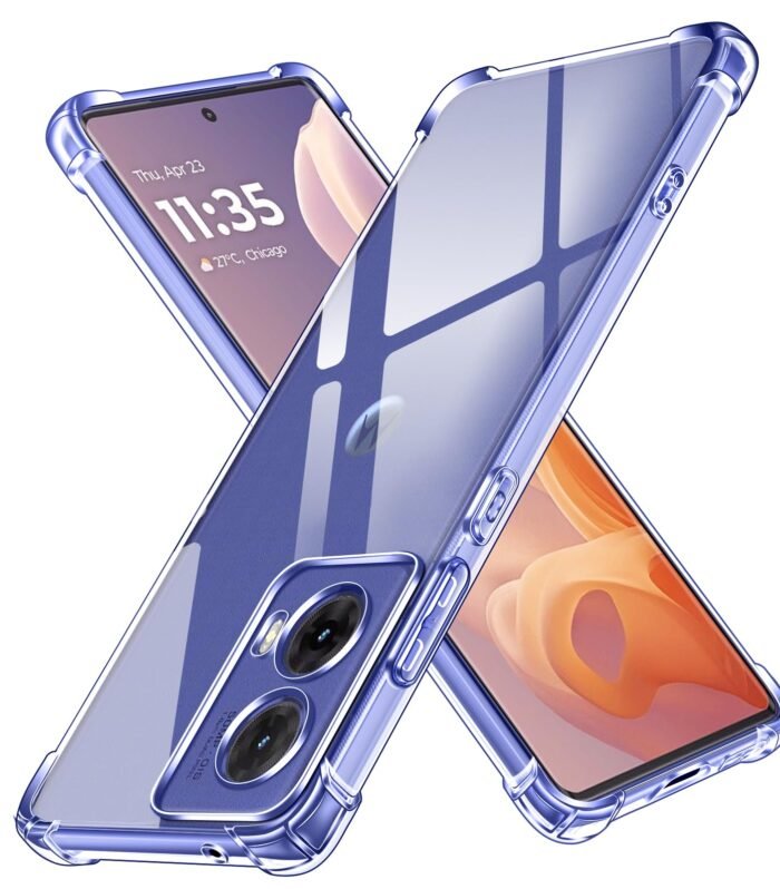 Lustree Plain Flexible Bumper Exclusive Transparent Shockproof Silicone Protective Back Cover for Motorola Moto G96 5G - Transparent