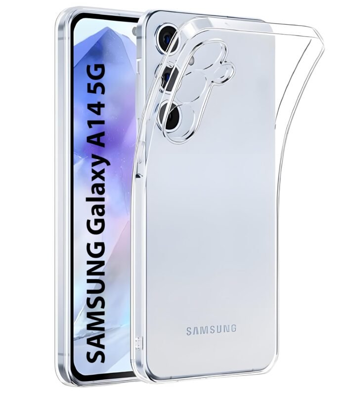 ADI CREATIONS Clear Silicone Case for SAMSUNG Galaxy A14 5G with Shockproof Protective Corners, Thin Soft Transparent Protective Flexible TPU Transparent Mobile Phone Case Scratch-Resistant Case Cover