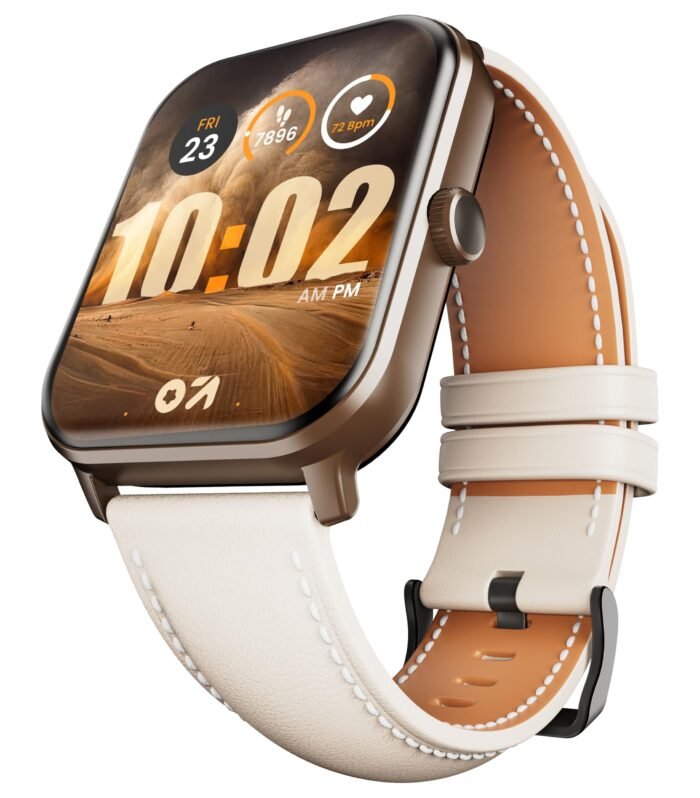 GOBOULT Drift+ Smart Watch 1.85''HD Screen,Bluetooth Calling, IP67, 500Nits Brightness,150+ Watchfaces, AI Voice Assistant, SpO2 Monitoring, 100+ Sports Mode Smartwatch (Snow Leather)