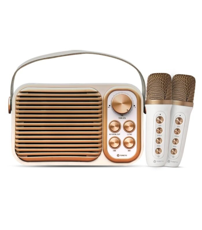 Toreto 20W Portable Bluetooth Speaker with Dual Karaoke Mic, Rose Gold