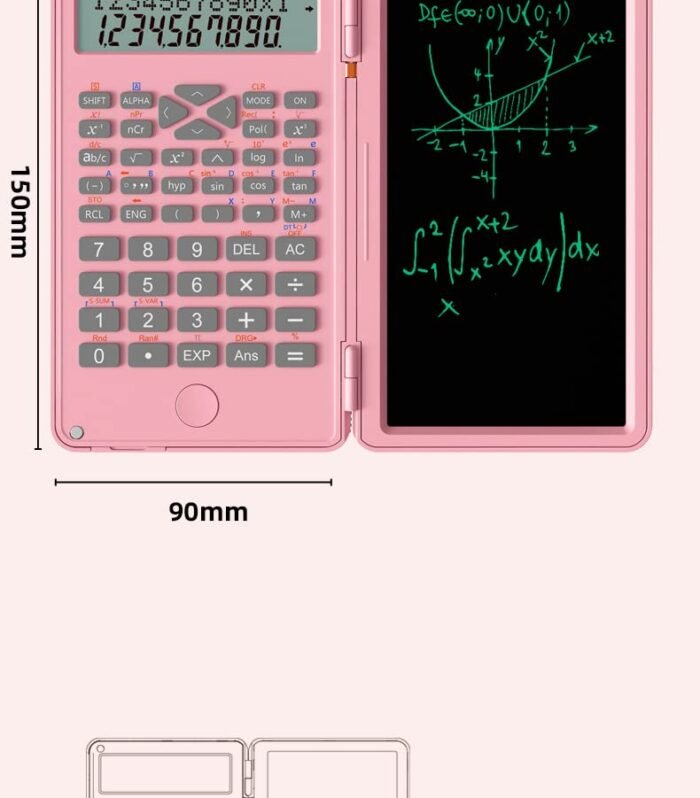 Scientific Calculators with Writing Tablet, Rechargeable Pocket Office Desktop Calculator with Erasable Wiriting Tablet Professional Foldable,Mute Basic Desk Calculators with Doodle Pad