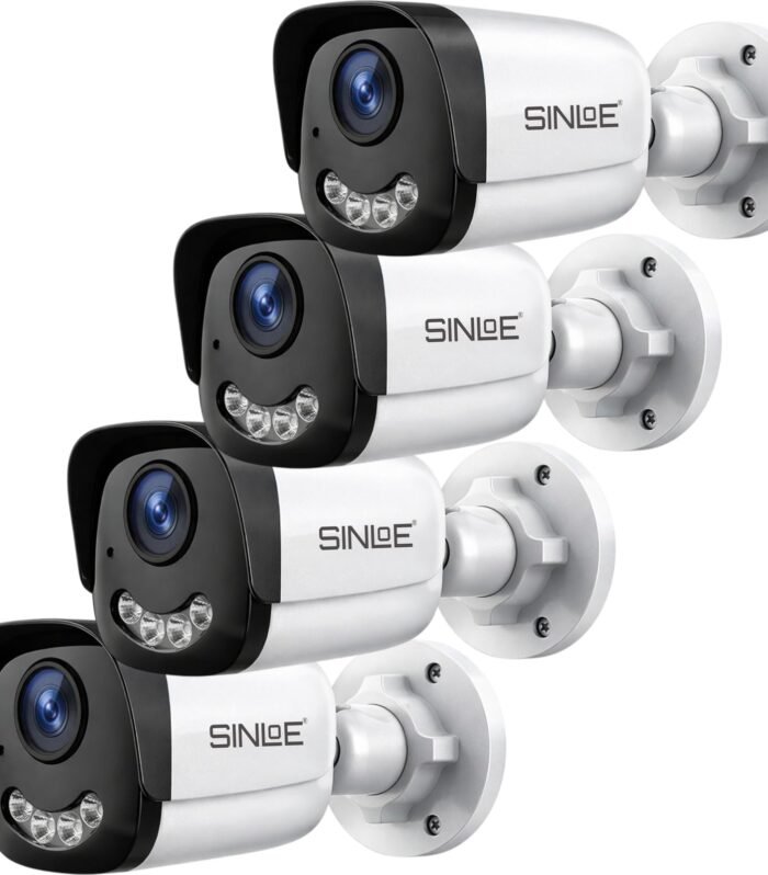 SINLOE Wired 2 MP Color Night Vision Day/Night 24 Hour Full Color Vision 1080P Full HD AHD Weatherproof Bullet Outdoor CCTV Compatible for All 2MP and Above AHD Supporting DVRs, 4 Unit