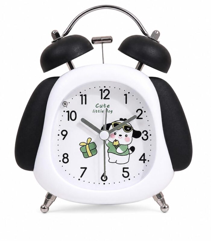 ® Alarm Clock Cute Panda Twin Bell, Super Silent Non-Ticking Analog Clock with Backlight, Loud Alarm for Heavy Sleepers, Best for Kids Room, Decor, for Boys & Girls.
