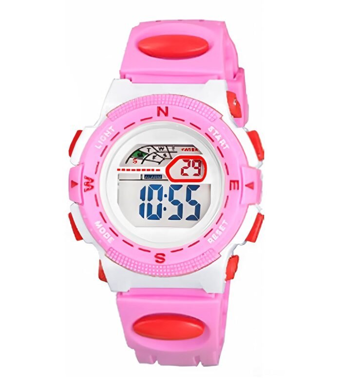 Time Up Digital Dial Attractive Colors,Water Resistant,Alarm & Night Light Electronic Casual Watch for Kids (4-12 Years)-WF85 (Pink)