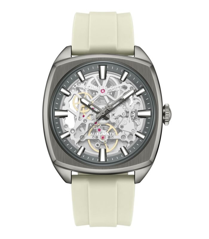 Kenneth Cole Automatic with Gun Dial White Silicon Strap Watch for Men - KCWGZ0099205MN