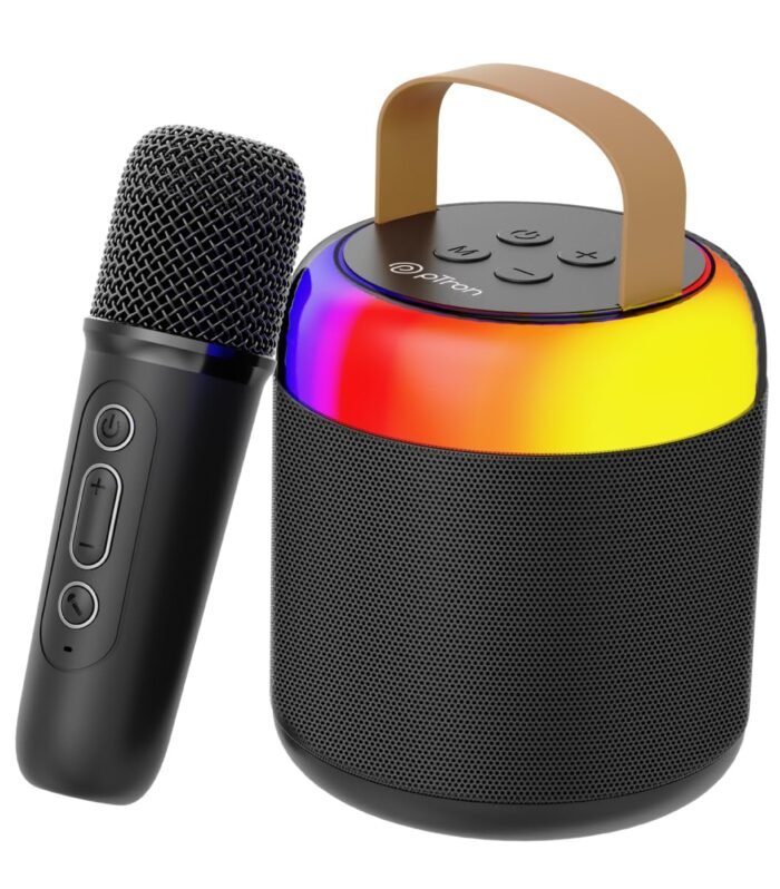 pTron Newly Launched Fusion Bliss 16W Bluetooth Speaker with Wireless Karaoke Mic, 6Hrs Playtime, Vibrant RGB Lights, Voice Effects, Multi-Play Modes BT5.3/TF Card & Type-C Charging Port (Black)