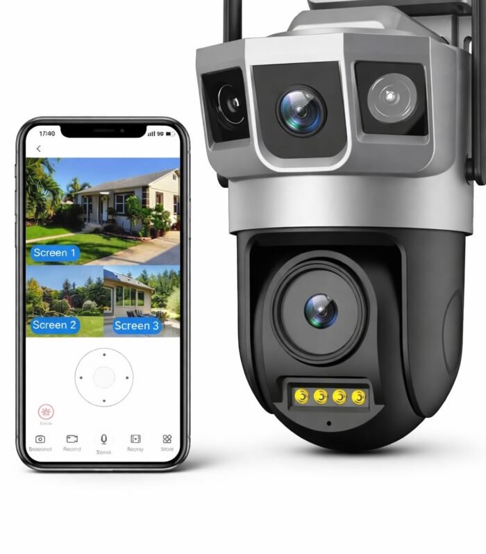 Guard Well 6MP WiFi Dual Lens Outdoor PTZ CCTV Camera | 360° Rotation | Color Night Vision | Motion Detection | Two-Way Audio | Wireless Home Security with Mobile App V380 Pro (New Dual Lens PTZ01)