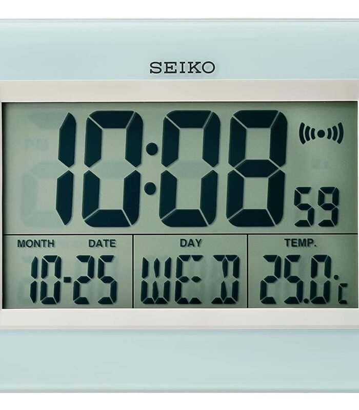 Elegant Rectangle Plastic Beep Digital Alarm Table Clock with Day, Date, Month & Temperature Display (Size: 10 x 1.8 x 7 CM | Weight: 300 gram | Color: Blue)