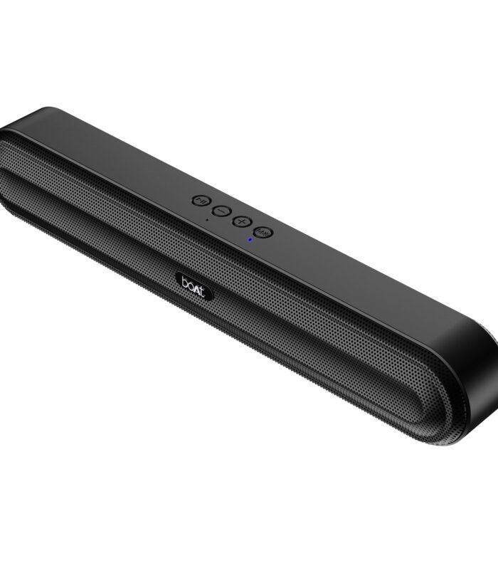 boAt Aavante Bar 490 10W Signature Sound, Dual Full-Range Drivers,7 HRS Battery, Built-in Mic,2.0 CH, Free Music Streaming on JioSaavn, Bluetooth Sound Bar, Soundbar Speaker (Classic Black)