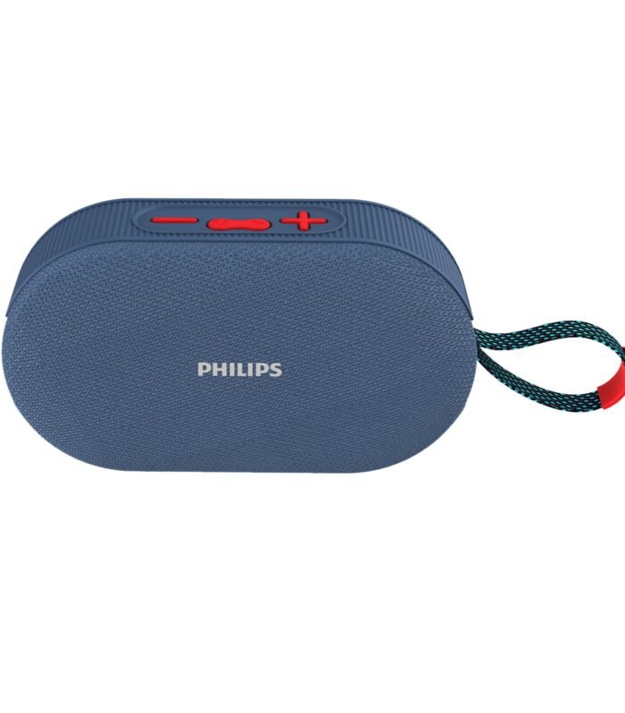 PHILIPS Audio TAS1400BL Wireless Bluetooth Speaker with Deep Bass, Passive Radiator, 12W Sound Output, 1200mAh Rechargable Battery, RGB Light Modes, 10H Playtime, Supports TF/USB/BT Modes (Blue)
