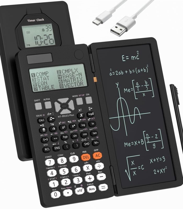 Scientific Calculators, Pink Solar Calculators with 4-line Display,10+2 Digits and 417 Function Calculator,Ideal for Middle High School and College Students (Black)