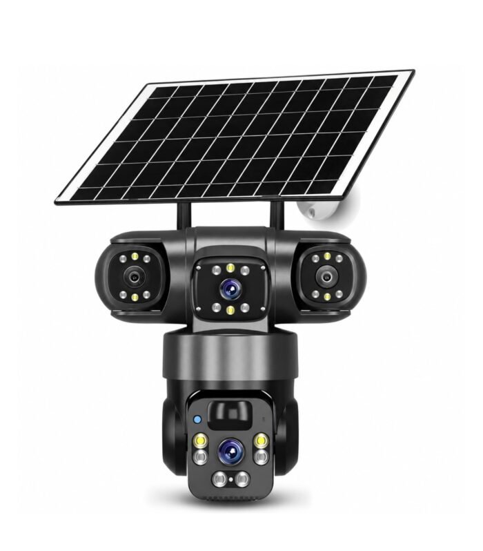 VIE Solar 4G SIM CCTV Camera Outdoor Triple Lens 5MP | Waterproof CC Camera | Solar Camera with 3 Screen View | Colour Night Vision | AI Detection | Mobile app