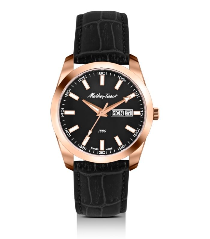 Mathey-Tissot Swiss Made Mathy I Day-Date Quatrz Black Dial Analog Watch for Men - H453PLN