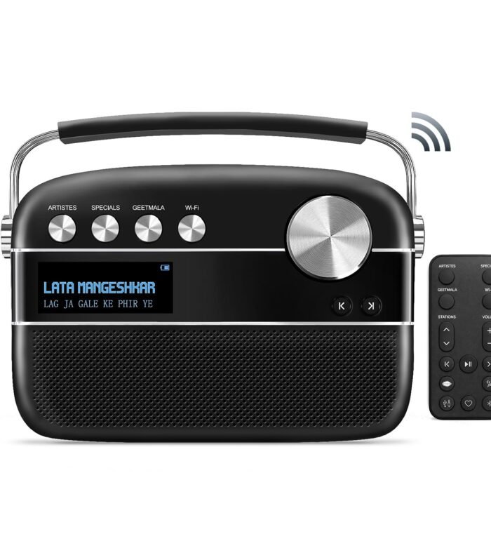 Saregama 2.0 Hindi Portable Music Player 5000 Pre-Loaded Songs with Podcast, FM/BT/AUX (Classic Black)
