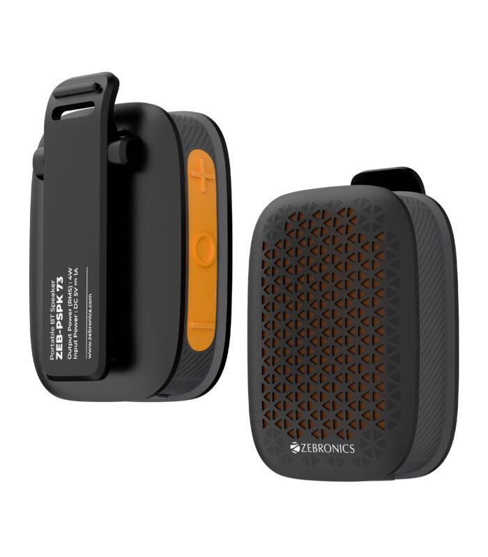 Zebronics Portable Bluetooth Speaker, 4W Output, Up to 6Hrs Playback, Magnetic Clip Design, BT v5.4, TWS Pairing, LED Indicator, Call Function, Media/Volume Control, Type-C (Clipper Pro, Black)