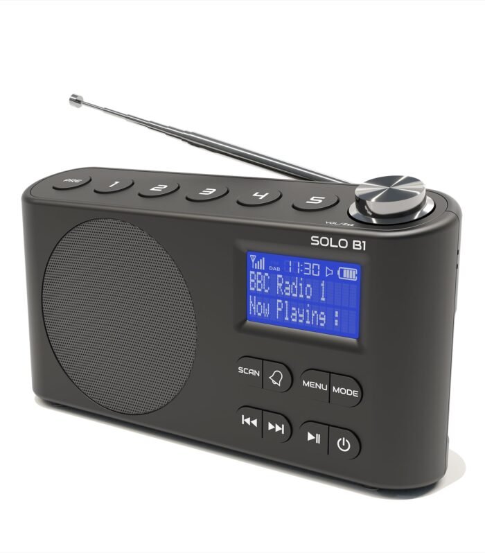 DAB/DAB+ & FM Portable Digital Radio | Bluetooth | Rechargeable Battery | Dual Alarms & Sleep Timer | Perfect for Home, Office or Outdoors | AZATOM Solo B1 (Black)