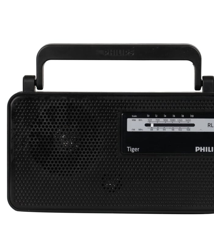 Portable Radio RL191/94 with MW/FM Bands, 180mW RMS Sound Output, Telescopic Antenna, Battery & DC Powered (2xR20/3V DC), Compact & Portable Design (Black)