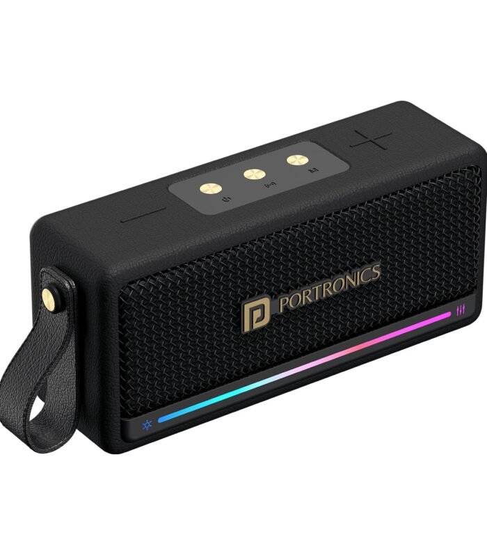 Portronics Harmony Mini 25W HD Premium Portable Bluetooth Speaker with Subwoofer, EQ Adjustment, 6 Hours Playtime, in-Built Mic,TWS Mode,RGB Lights, Bluetooth V5.3, Type C Fast Charging(Black)