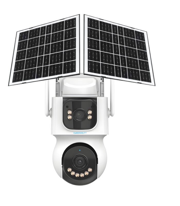 Cybernautt Series X2I 8MP PTZ Dual Solar 4G Sim Outdoor CCTV Camera | Color Night Vision | Motion Detection | Water Proof | 10X Zoom | Use Air-tel 4G Sim