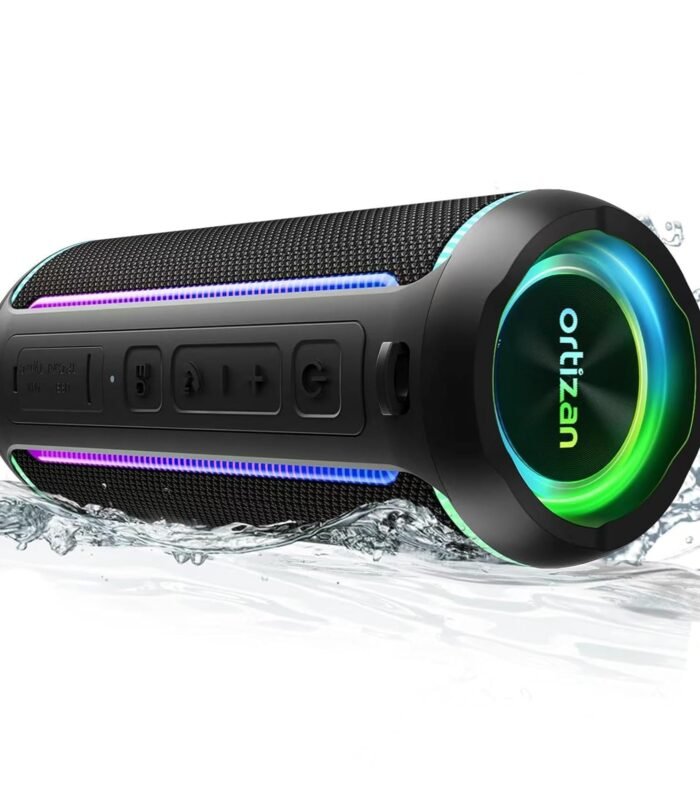 Ortizan X30 Portable Bluetooth Speaker (3rd Gen) - 40W Loud Bass for Pool Parties & Outdoor Adventures, IPX7 Waterproof, 30-Hour Battery, Beat-Synced LED Lights, Wireless Stereo Pairing, Black