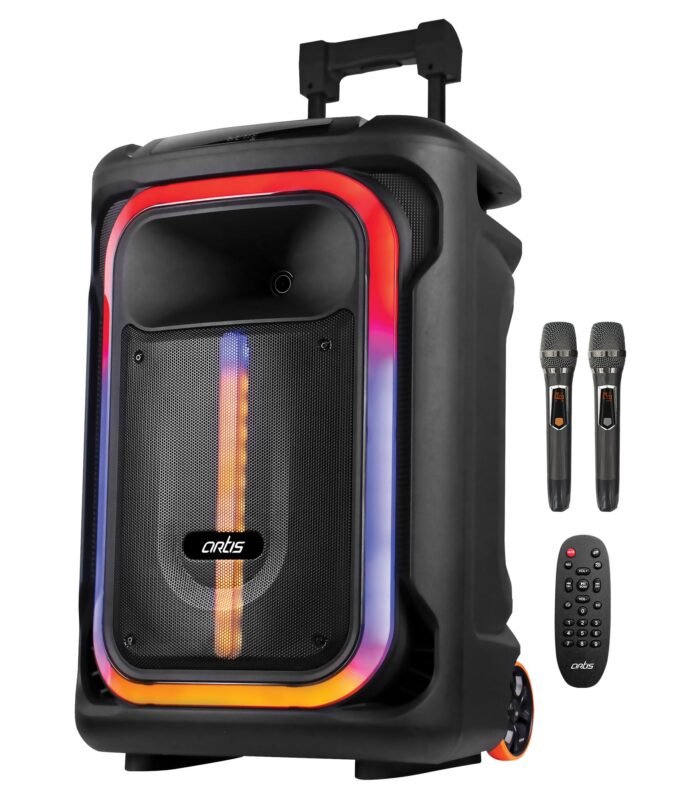 Artis BT920 Wireless BT Trolley Speaker with 140W RMS Output/FM Radio/Aux in/USB/TF Card Reader Input