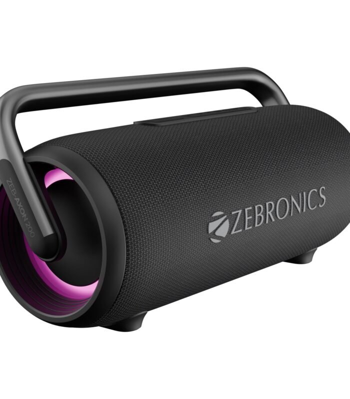 ZEBRONICS AXON 200 Portable Party Bluetooth Speaker, 180W RMS, 5 Drivers + 2 Passive Radiators, Z-Sync Mode, IPX6, Upto 10 Hours Playback, Rapid Charging, BT | USB | AUX, Fabric Finish, RGB, Deep Bass