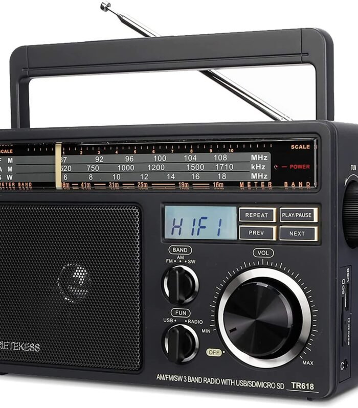 Retekess TR618 Portable AM FM Radio with SD, Micro SD and USB Support - Best Reception for Home, Kitchen or Drive